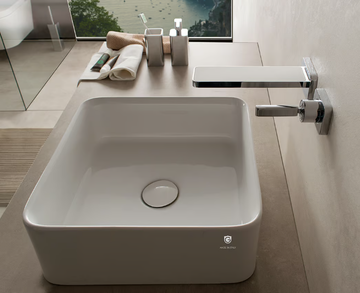 Square washbasin - Countertop square ceramic washbasin by GUGLIELMI RUBINETTERIE - view 3